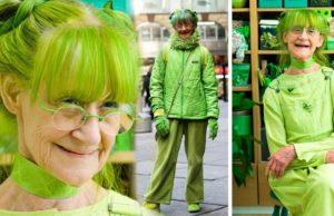 Ha vivido obsesionada con el color verde durante 20 años; la conocen como ‘La Señora Verde’