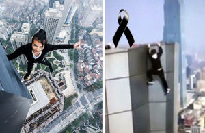 Estremecedor – Un acróbata chino grabó su propia muerte tras caer de un rascacielos
