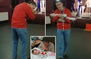 Graba a su marido bailando con su bebita moribunda entre los brazos y rompió el corazón de todos en las redes